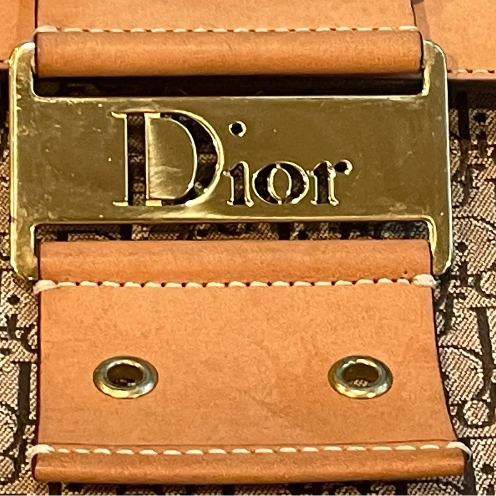 Christian Dior 2003 Diorissimo Street Chic Vintage Shoulder Bag, tan/gold, GUC - Picture 8 of 16